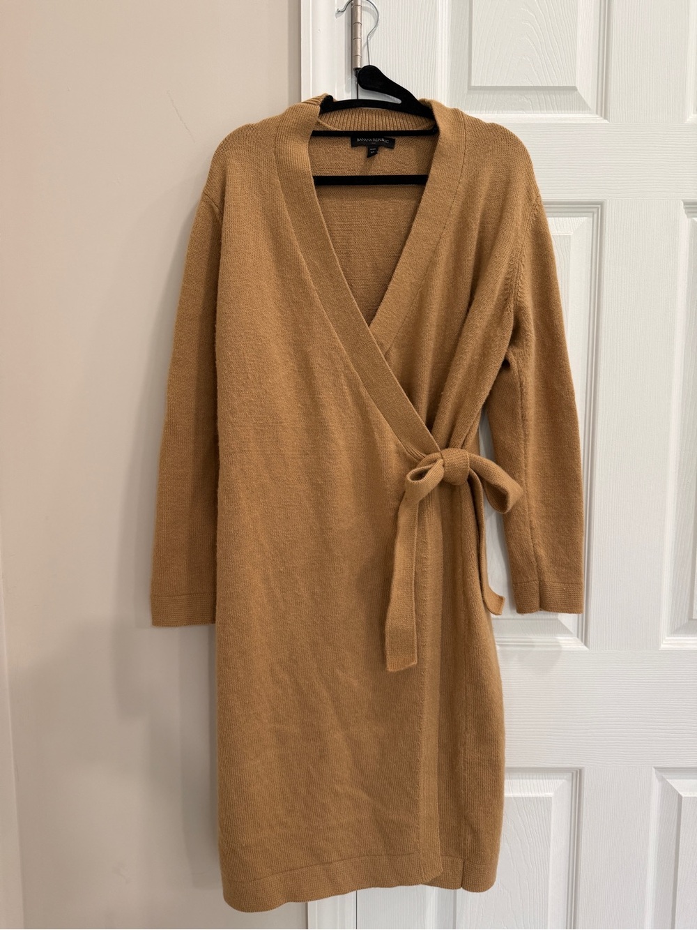 Banana Republic Camel Wrap Knit Long Sleeve Dress